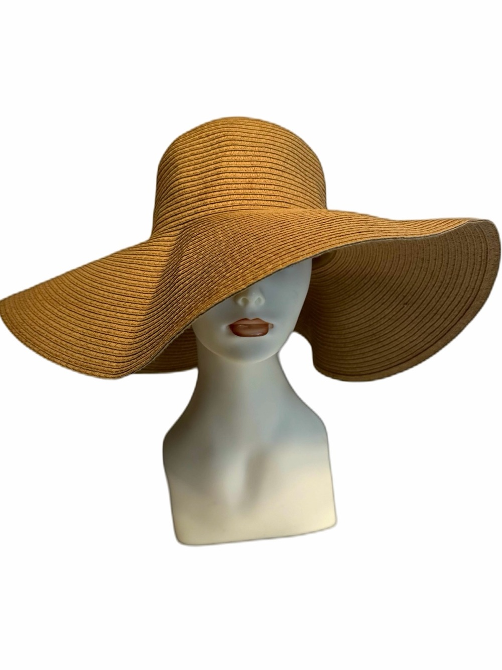 Oversized Wide-Brim Paper-Straw Floppy Sun Hat for Women EUC
